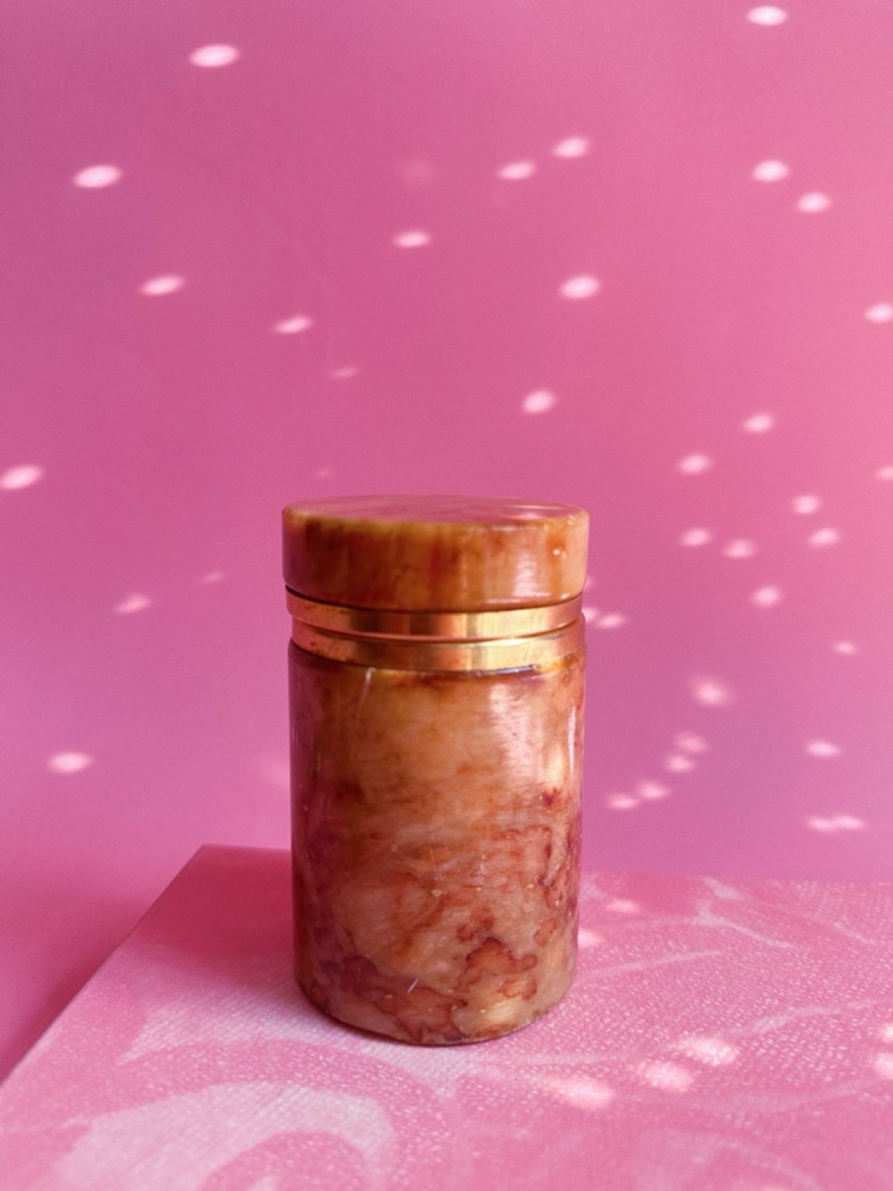 Vintage Mid Century Alabaster Cylindrical Storage Container